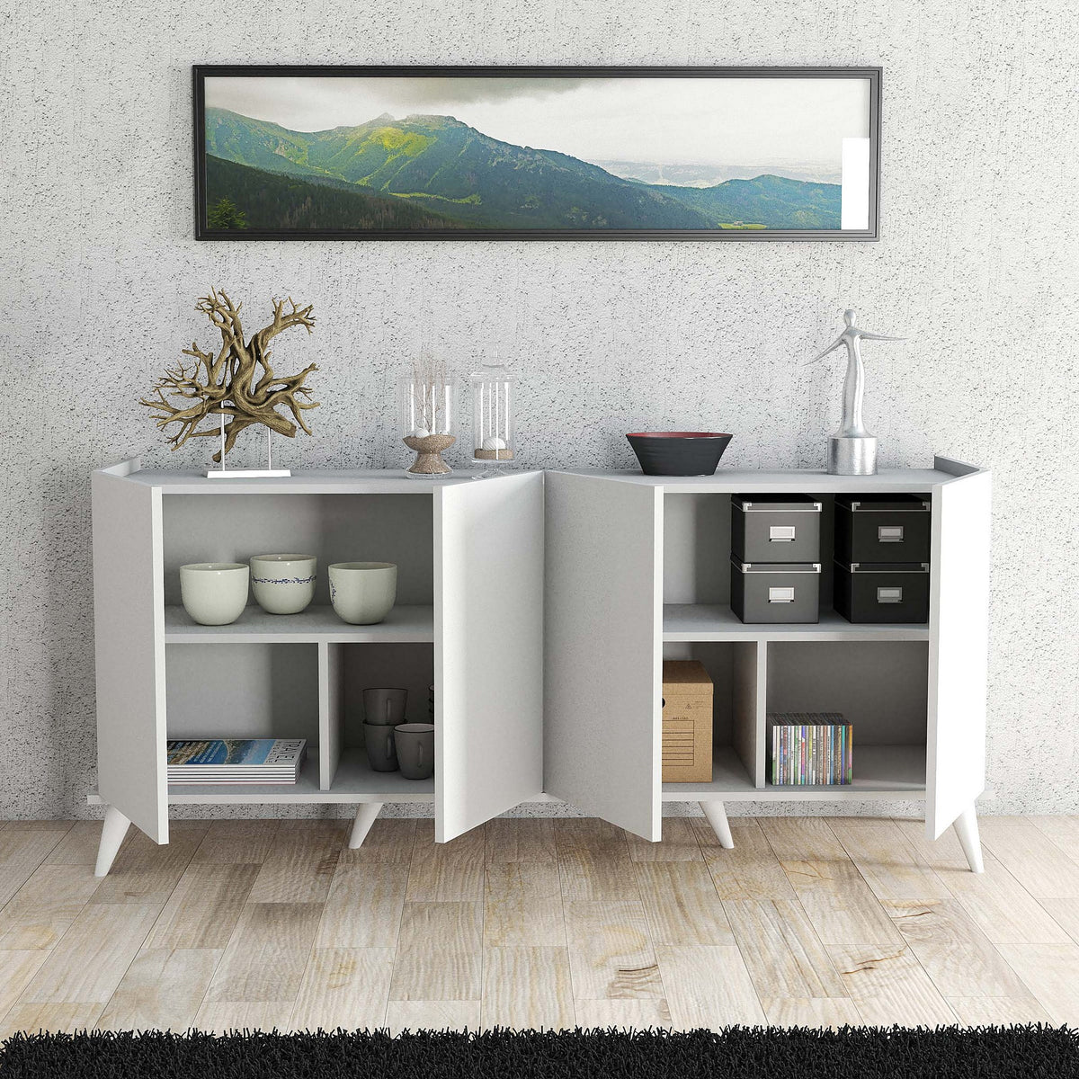 Κονσόλα Spetses Με Ράφια Λευκό 180x45x80.8 εκ. Μελαμίνης