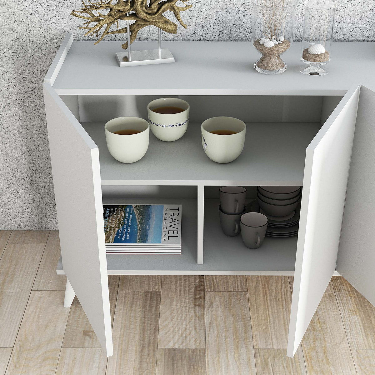 Κονσόλα Spetses Με Ράφια Λευκό 180x45x80.8 εκ. Μελαμίνης