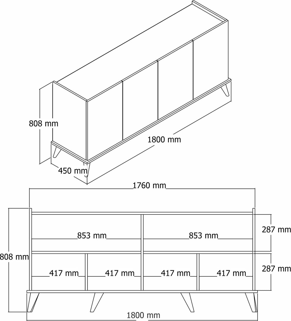 Κονσόλα Spetses Με Ράφια Λευκό 180x45x80.8 εκ. Μελαμίνης