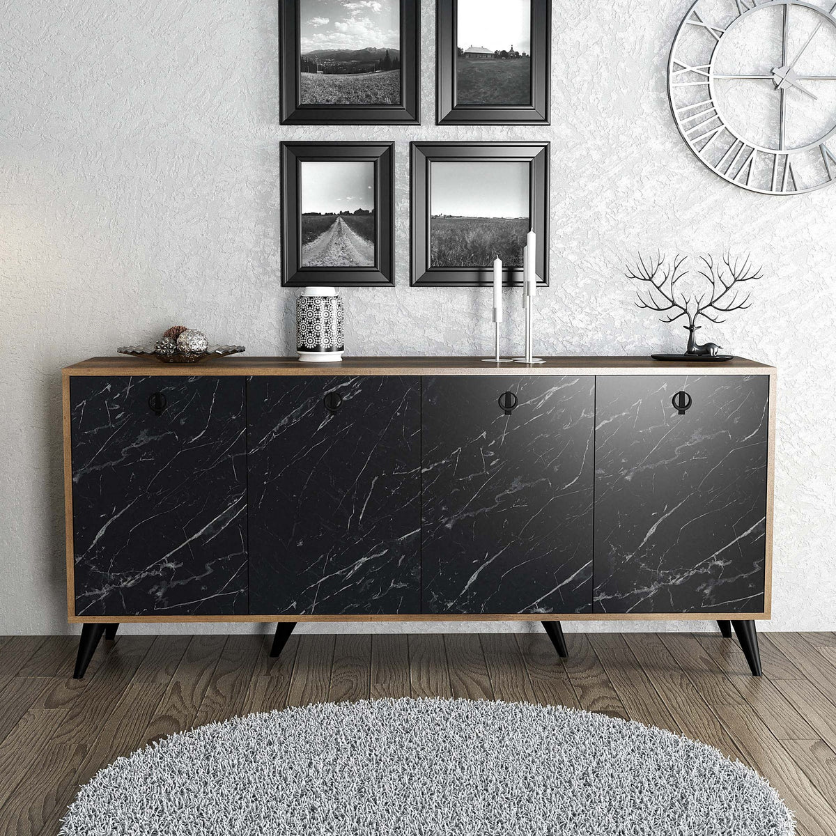 Κονσόλα Malades Καρυδί - Μαύρο Μάρμαρο 180x45x80 εκ. Μελαμίνης