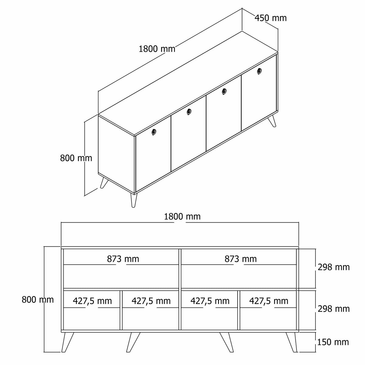 Κονσόλα Malades Καρυδί - Μαύρο Μάρμαρο 180x45x80 εκ. Μελαμίνης