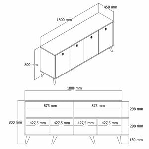 Κονσόλα Malades Καρυδί - Μαύρο Μάρμαρο 180x45x80 εκ. Μελαμίνης