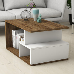 Τραπεζάκι Σαλονιού Mesorrachi Σκούρο Καρυδί - Λευκό 90x54x42 εκ. Μελαμίνης