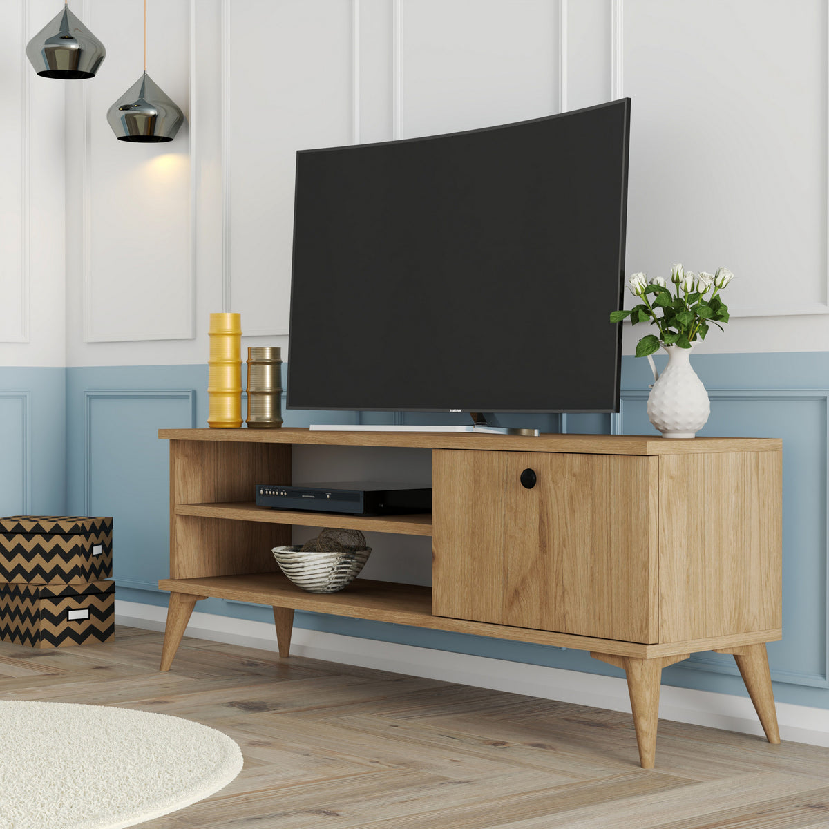 Έπιπλο Τηλεόρασης Chiliadou Δρυς 120x29.5x44.6 εκ. Μελαμίνης
