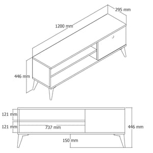 Έπιπλο Τηλεόρασης Chiliadou Δρυς 120x29.5x44.6 εκ. Μελαμίνης