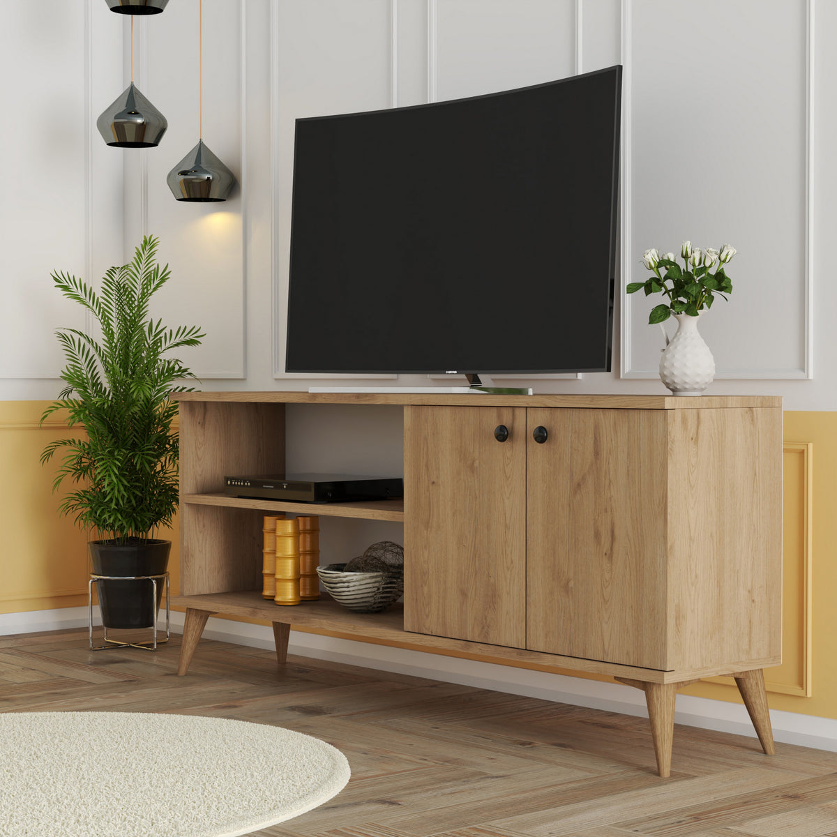 Έπιπλο Τηλεόρασης Skala Δρυς 138x29.5x60 εκ. Μελαμίνης