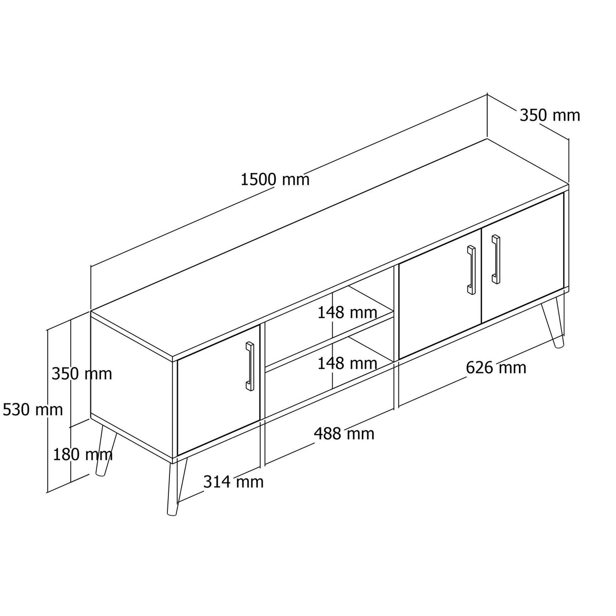 Έπιπλο Τηλεόρασης Thirasia Καρυδί - Ανθρακί 150x34x52 εκ. Μελαμίνης