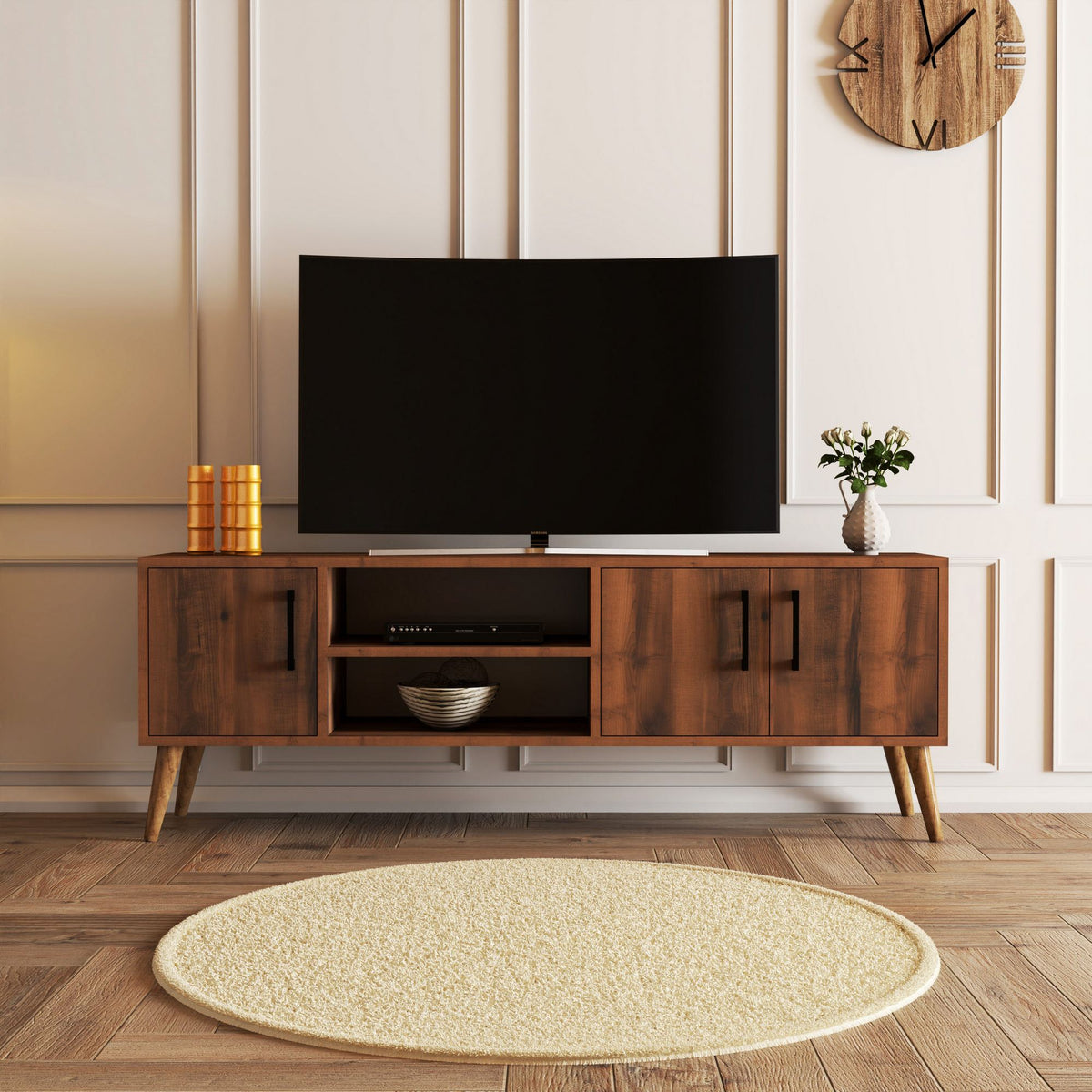 Έπιπλο Τηλεόρασης Thirasia Καρυδί 150x34x52 εκ. Μελαμίνης