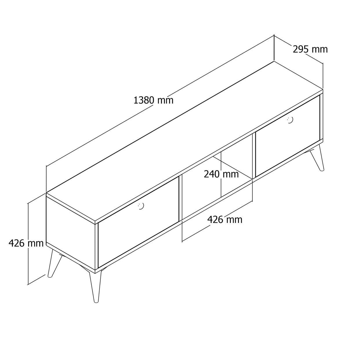 Έπιπλο Τηλεόρασης Finiki Δρυς 138x29.5x42.6 εκ. Μελαμίνης