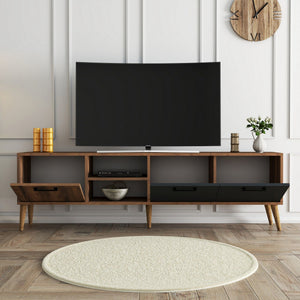 Έπιπλο Τηλεόρασης Thirasia Καρυδί - Ανθρακί 180x35x53 εκ. Μελαμίνης