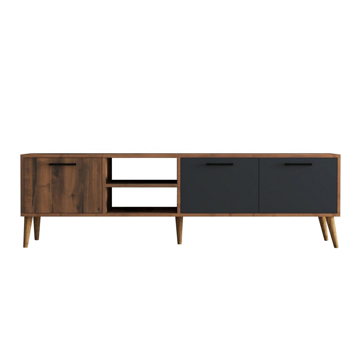 Έπιπλο Τηλεόρασης Thirasia Καρυδί - Ανθρακί 180x35x53 εκ. Μελαμίνης