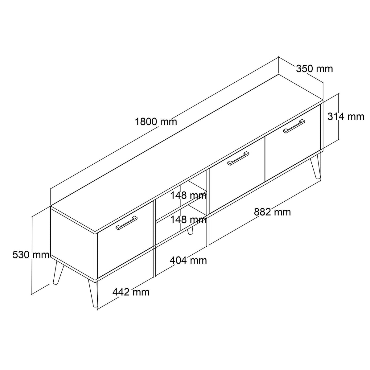 Έπιπλο Τηλεόρασης Thirasia Καρυδί - Ανθρακί 180x35x53 εκ. Μελαμίνης