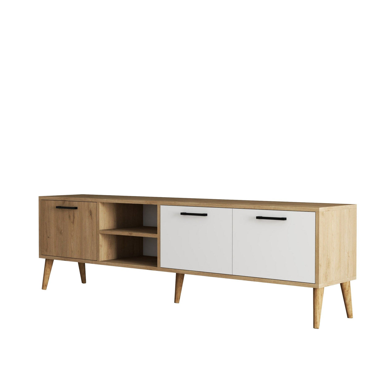 Έπιπλο Τηλεόρασης Thirasia Δρυς - Λευκό 180x35x53 εκ. Μελαμίνης