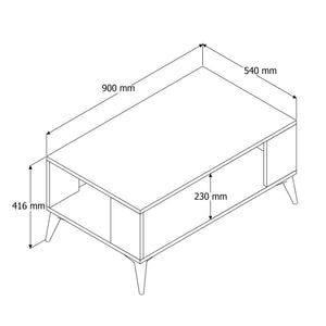 Τραπεζάκι Σαλονιού Nida Δρυς 90x41.6x54 εκ. Μελαμίνης