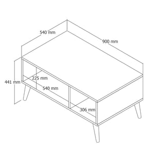 Τραπεζάκι Σαλονιού Thirasia Δρυς - Λευκό 90x41.6x54 εκ. Μελαμίνης