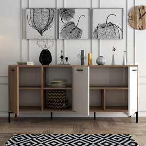 Κονσόλα Akoumia Με Ράφια Δρυς - Λευκό 180x45x80 εκ. Μελαμίνης