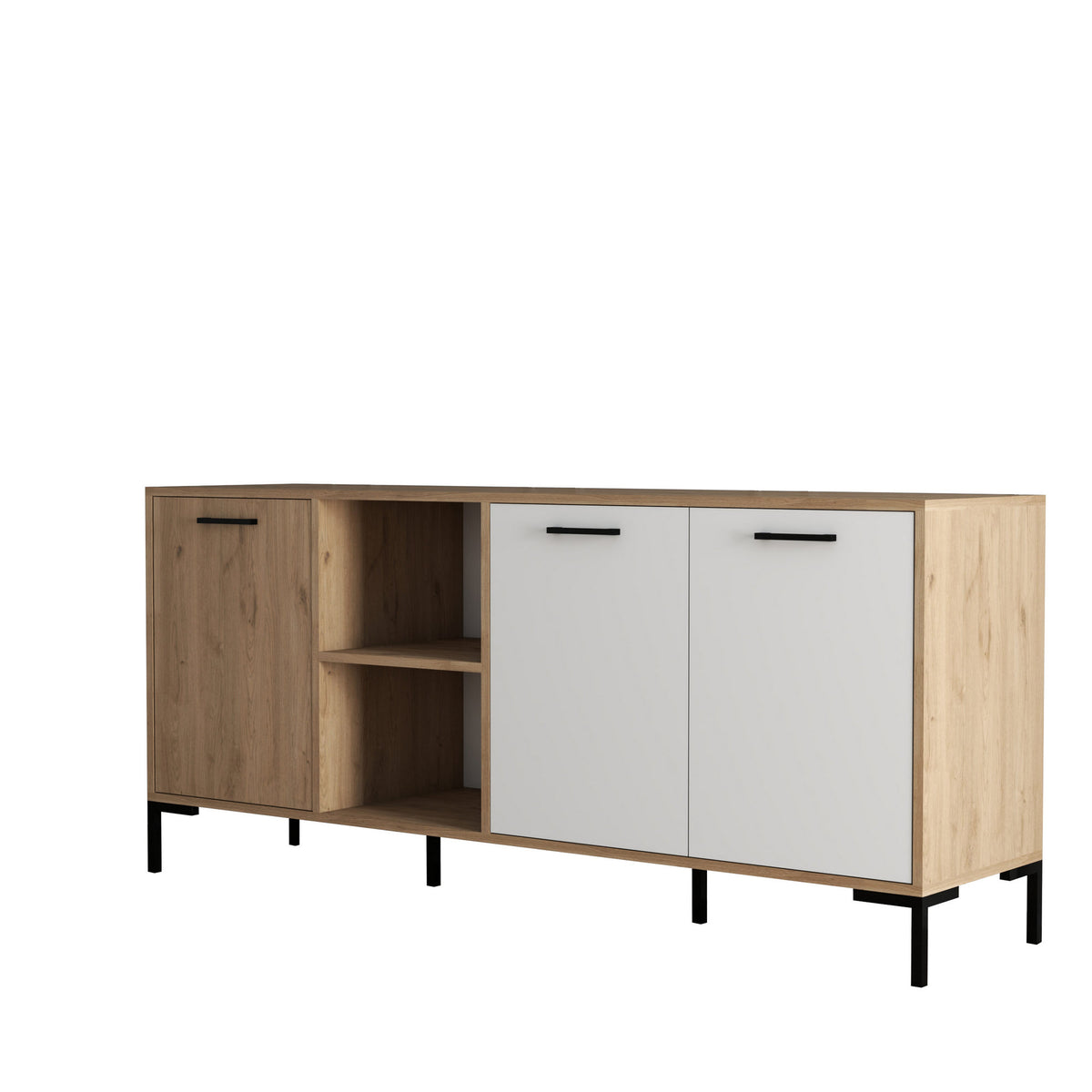 Κονσόλα Akoumia Με Ράφια Δρυς - Λευκό 180x45x80 εκ. Μελαμίνης