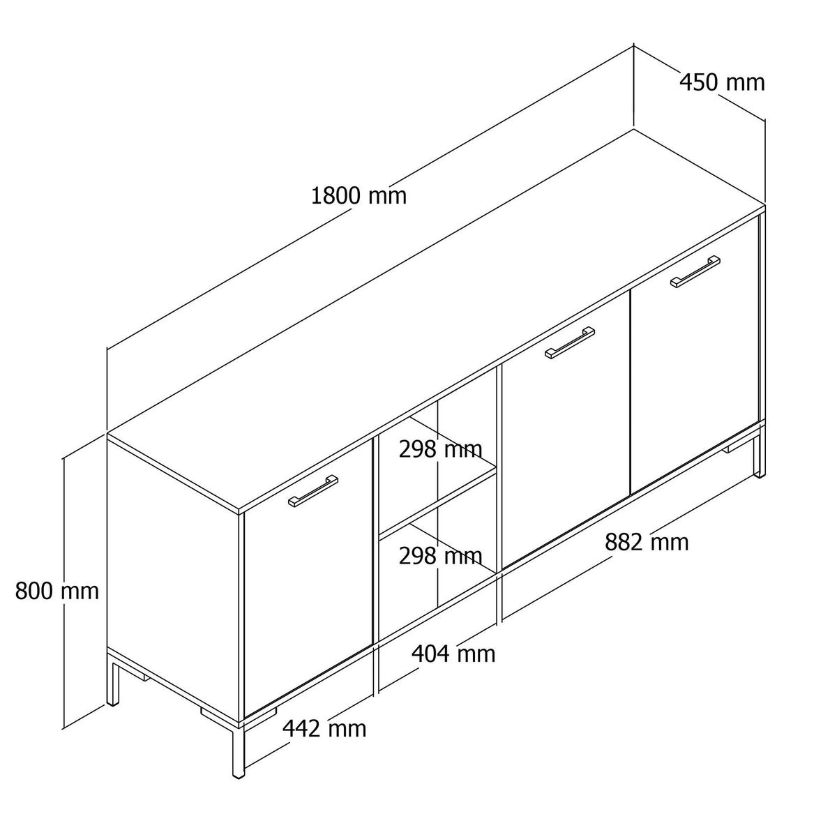 Κονσόλα Akoumia Με Ράφια Δρυς - Λευκό 180x45x80 εκ. Μελαμίνης