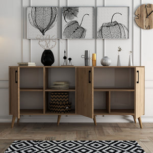 Κονσόλα Thirasia Με Ράφια Δρυς 180x45x80 εκ. Μελαμίνης