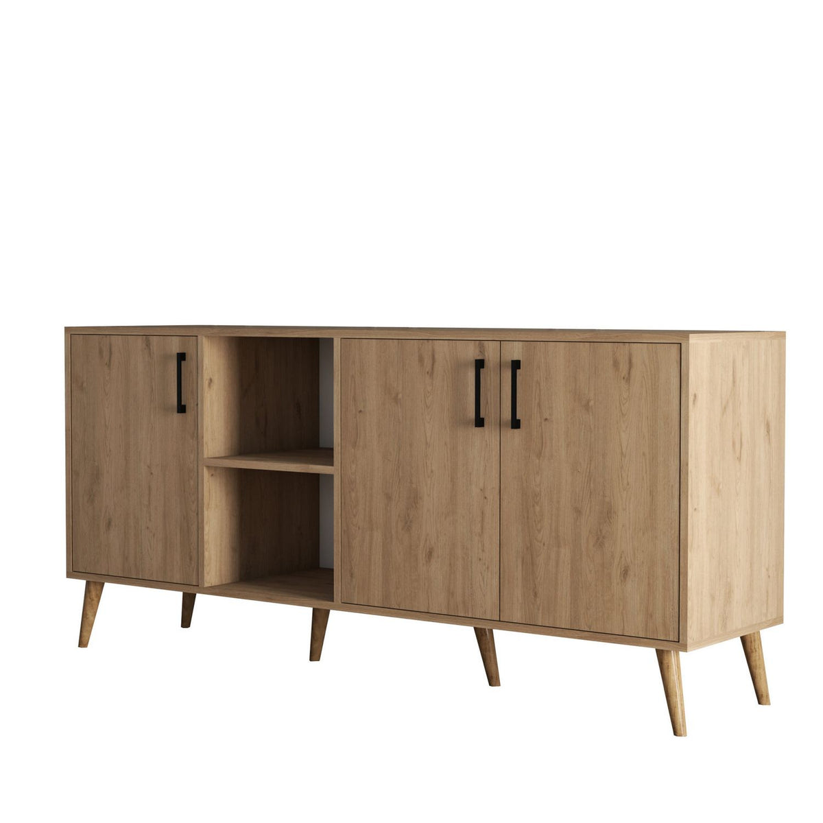 Κονσόλα Thirasia Με Ράφια Δρυς 180x45x80 εκ. Μελαμίνης