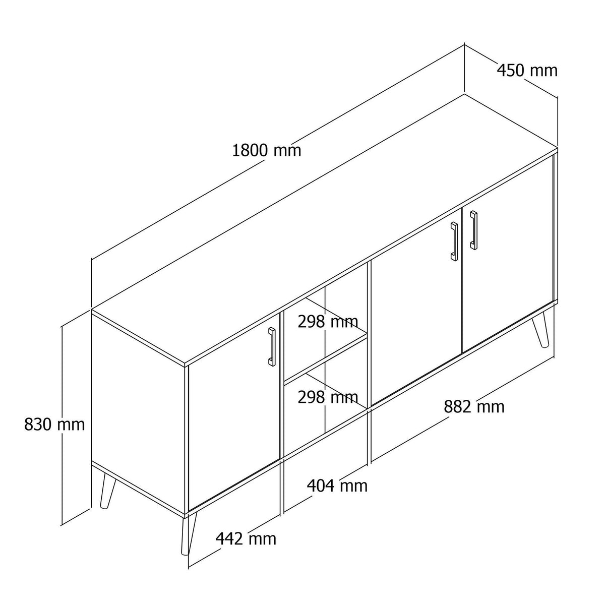 Κονσόλα Thirasia Με Ράφια Δρυς - Λευκό 180x45x80 εκ. Μελαμίνης