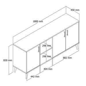 Κονσόλα Thirasia Με Ράφια Δρυς - Λευκό 180x45x80 εκ. Μελαμίνης