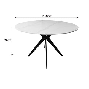 Τραπέζι Orbital  sintered stone μαύρη όψη μαρμάρου με μαύρα μεταλλικά πόδια Φ120x76εκ - Pakobazaar