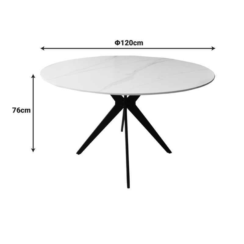 Τραπέζι Orbital  sintered stone μαύρη όψη μαρμάρου με μαύρα μεταλλικά πόδια Φ120x76εκ - Pakobazaar