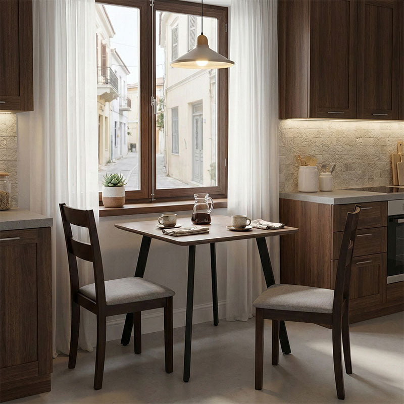 Τραπέζι Squaro  καρυδί mdf με μαύρα μεταλλικά πόδια 80x80x75εκ - Pakobazaar