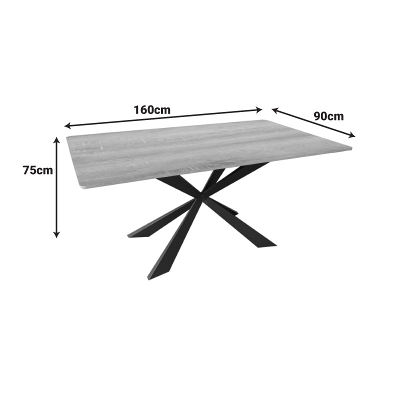 Τραπέζι Aragne  sonoma mdf με μαύρα μεταλλικά πόδια 160x90x75εκ - Pakobazaar