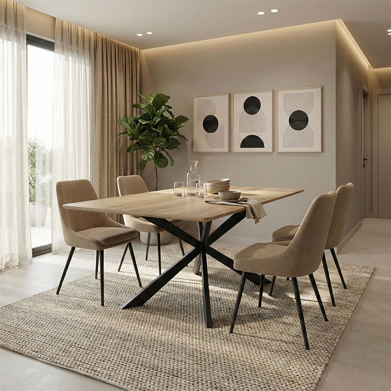 Τραπέζι Aragne  sonoma mdf με μαύρα μεταλλικά πόδια 160x90x75εκ - Pakobazaar