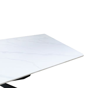 Τραπέζι Mattias  sintered stone λευκη όψη μαρμάρου με μαύρα μεταλλικά πόδια 180x90x75εκ - Pakobazaar