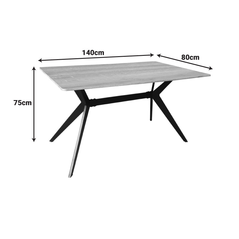 Τραπέζι Ezali  sonoma mdf με μαύρα μεταλλικά πόδια 140x80x75εκ - Pakobazaar