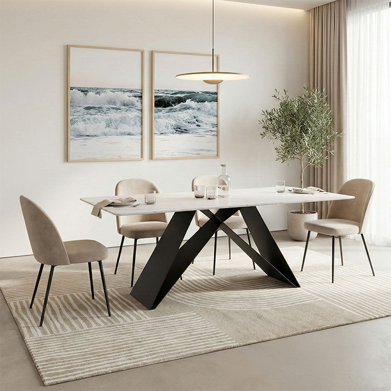 Τραπέζι Mapele  sintered stone λευκή όψη μαρμάρου με μαύρα μεταλλικά πόδια 180x90x75εκ - Pakobazaar