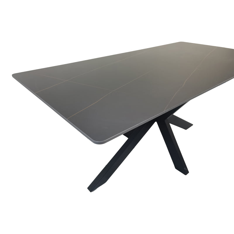 Τραπέζι Bethan  sintered stone-μέταλλο μαύρο μαρμάρου-μαύρο 160x80x75εκ - Pakobazaar