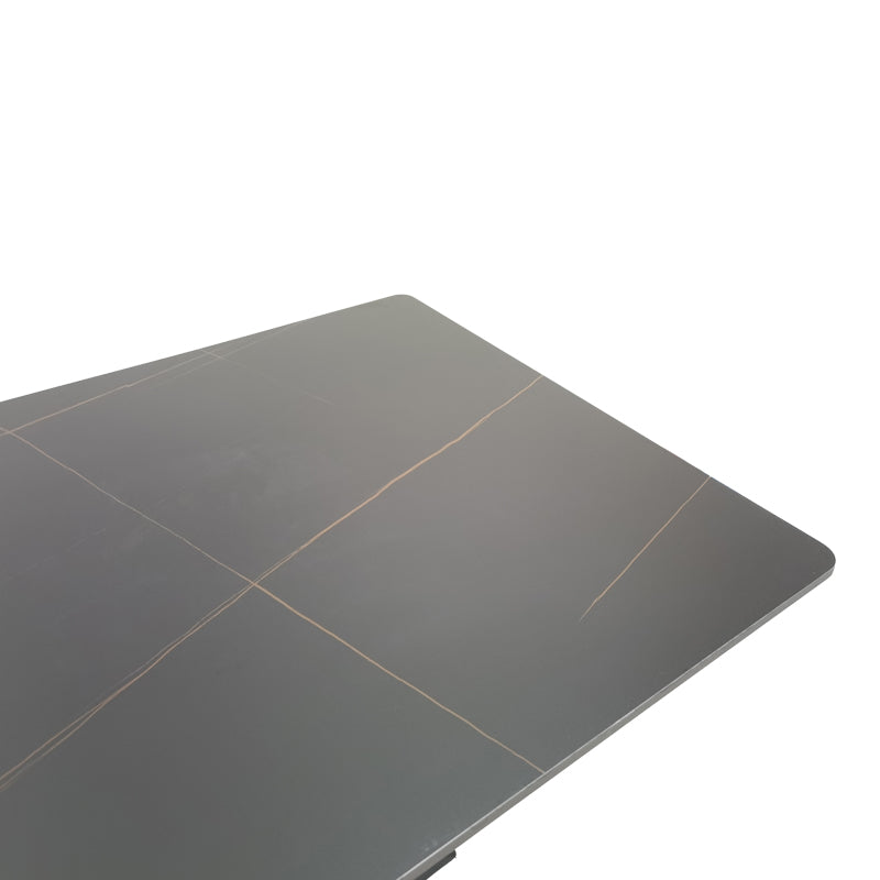 Τραπέζι Bethan  sintered stone-μέταλλο μαύρο μαρμάρου-μαύρο 160x80x75εκ - Pakobazaar