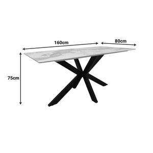 Τραπέζι Bethan  sintered stone-μέταλλο μαύρο μαρμάρου-μαύρο 160x80x75εκ - Pakobazaar
