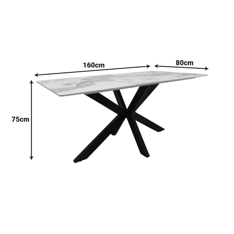 Τραπέζι Bethan  sintered stone-μέταλλο μαύρο μαρμάρου-μαύρο 160x80x75εκ - Pakobazaar