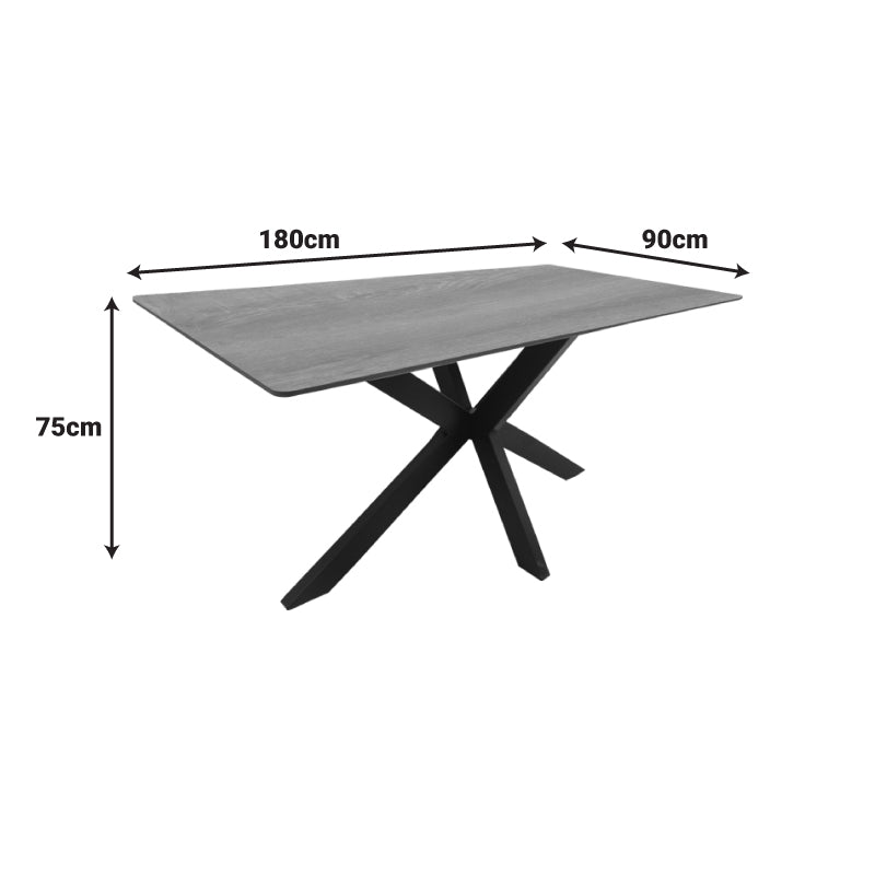 Τραπέζι Bethan  sonoma με γκρι mdf και μαύρο μέταλλο 180x90x75εκ - Pakobazaar