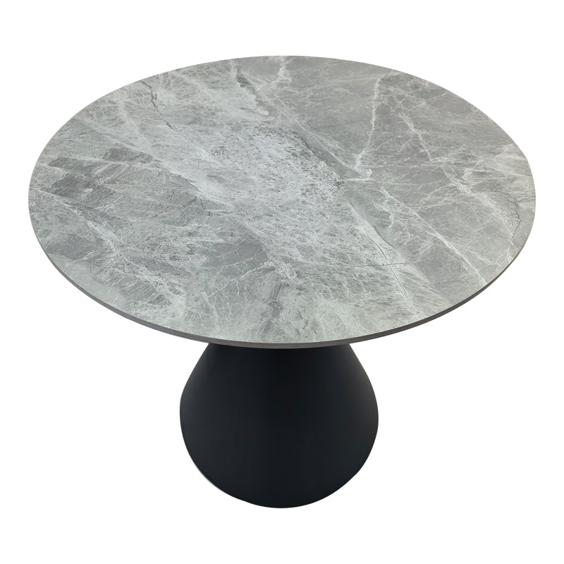 Τραπέζι Flenada  sintered stone σε γκρι όψη μαρμάρου με μαύρη μεταλλική βάση Φ80x76εκ