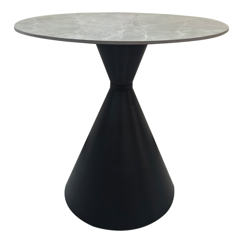 Τραπέζι Flenada  sintered stone σε γκρι όψη μαρμάρου με μαύρη μεταλλική βάση Φ80x76εκ