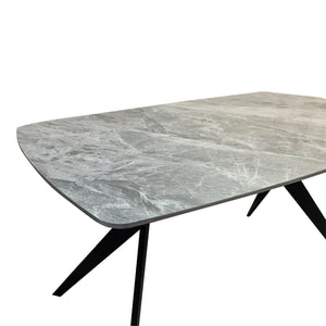 Τραπέζι Ezali  sintered stone γκρι όψη μαρμάρου με μαύρο μεταλλικό πόδι 140x80x75εκ - Pakobazaar