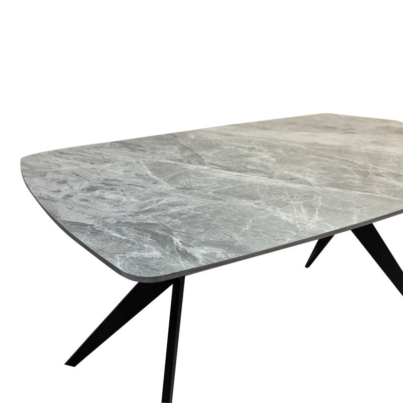 Τραπέζι Ezali  sintered stone γκρι όψη μαρμάρου με μαύρο μεταλλικό πόδι 140x80x75εκ - Pakobazaar