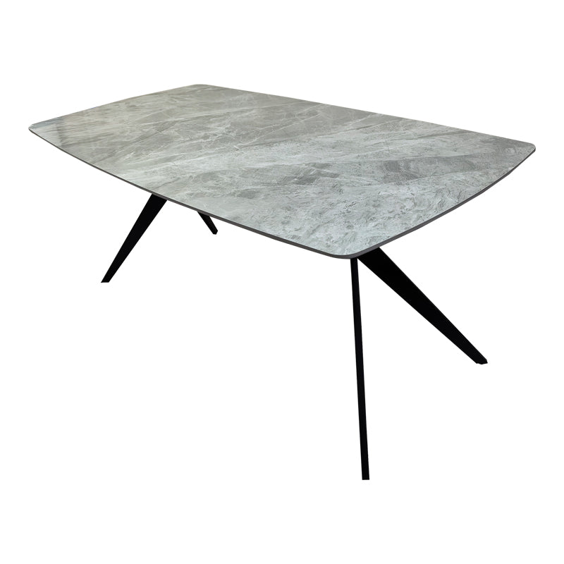 Τραπέζι Ezali  sintered stone γκρι όψη μαρμάρου με μαύρο μεταλλικό πόδι 180x90x75εκ