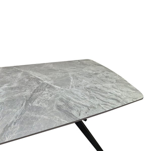 Τραπέζι Ezali  sintered stone γκρι όψη μαρμάρου με μαύρο μεταλλικό πόδι 180x90x75εκ