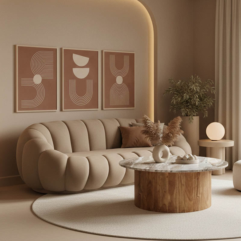 Καναπές Embrace  βελούδο σε μπεζ απόχρωση 180x105x65εκ - Pakobazaar