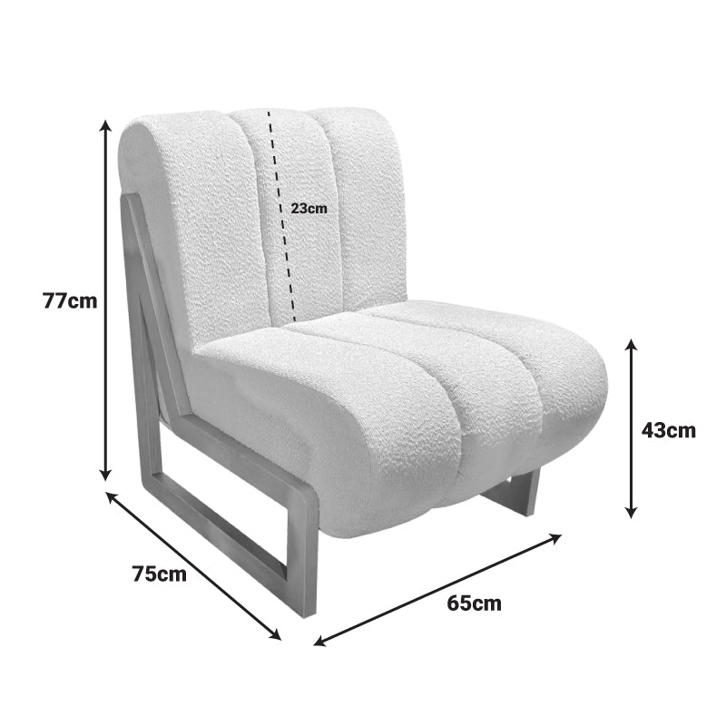 Πολυθρόνα Cocoon  ύφασμα σε λευκή -πόδια σε φυσική απόχρωση 65x75x77εκ - Pakobazaar