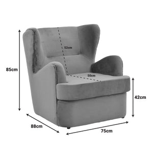 Πολυθρόνα Regalo  βελούδο σε ανθρακί απόχρωση 75x88x85εκ - Pakobazaar