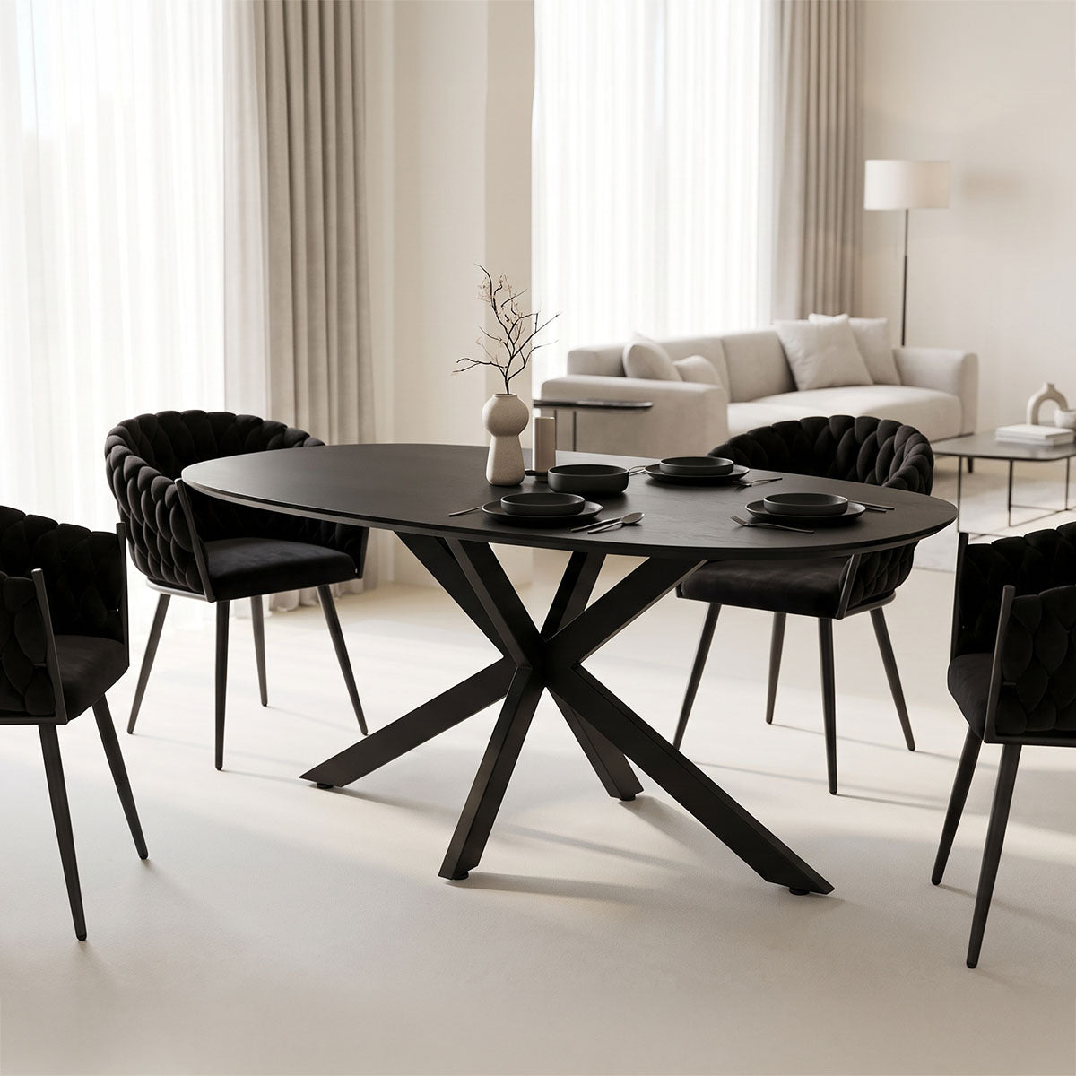 Τραπέζι Makrey  μαύρο mdf- μεταλλικά πόδια 160x90x75εκ - Pakobazaar