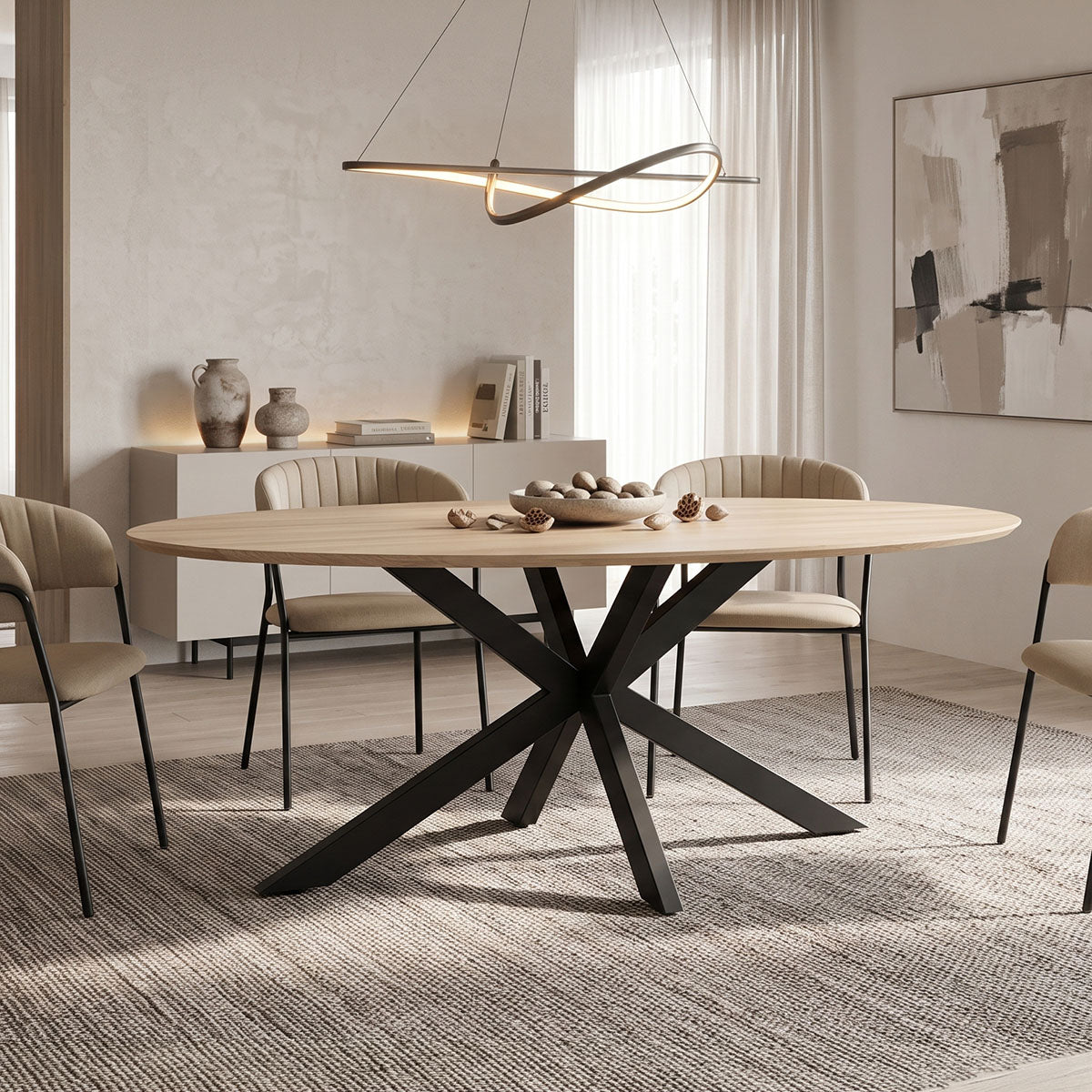 Τραπέζι Makrey  sonoma mdf- μαύρα μεταλλικά πόδια 180x90x75εκ - Pakobazaar